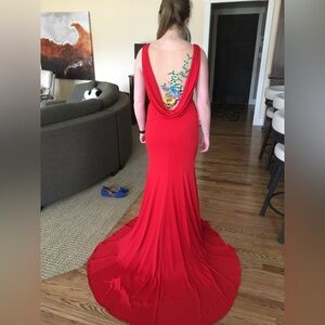 Red Prom Dress with Beaded Back